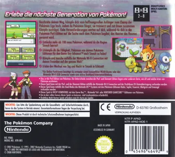 Pocket Monsters - Pearl (Japan) (Rev 5) box cover back